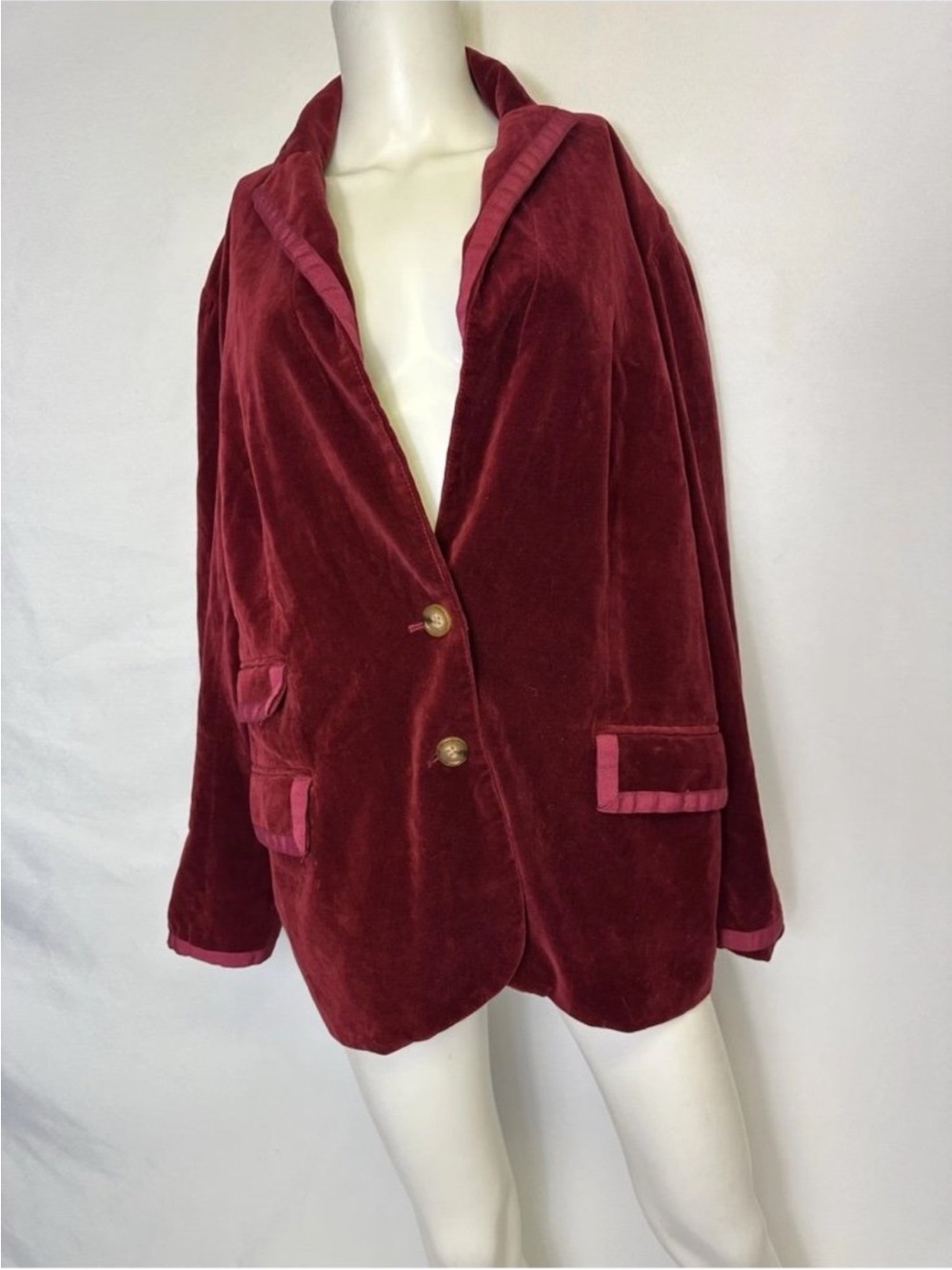 Women's Plush Velvet Blazer Jacket - Deep Wine